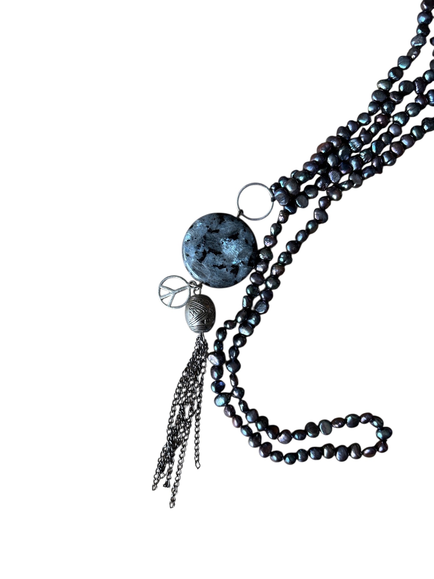 Lange parelketting parelmoer met hanger